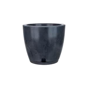 Amsterdan Extra Small Black Marble Effect Plastic Resin Indoor and Outdoor Planter Bowl