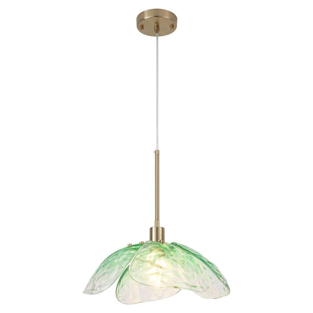 60 -Watt 1 Light Green Shaded Pendant Light with etched Glass Shade , No Bulbs Included price history on PriceWatchPro