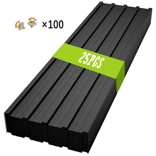 5 ft. x 1.4 ft. Corrugated 30-Gauge Galvanized Steel Roof Panels with Screws Roofing Sheets in Anthracite Gray (25-Pack)