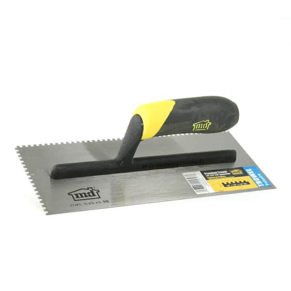 M-D Building Products 11 in. x 1/8 in. x 1/8 in. Square Notch Stainless Steel Flooring Trowel with Comfort Grip
