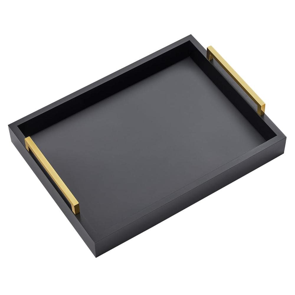 16 in. x 12 in. Wooden Serving Tray with Handles, Black, 1-Piece price history on PriceWatchPro