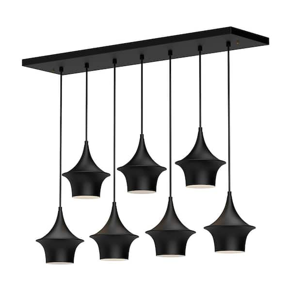 Alora Mood Emiko 36 in. 7 Light 60-Watt Matte Black Pendant Light