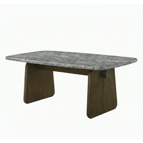 ACME テーブル Acme Furniture Meridian Walnut Natural Marble Top 79 in. Double