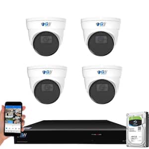 8-Channel 12MP NVR 2TB HDD Surveillance System with 4 Wired IP Turret Cameras 3.6 mm Lens Human/Vehicle Detection