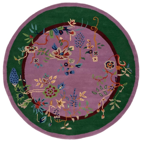 Metro 6 ft. x 6 ft. Purple/Green Floral Round Rug