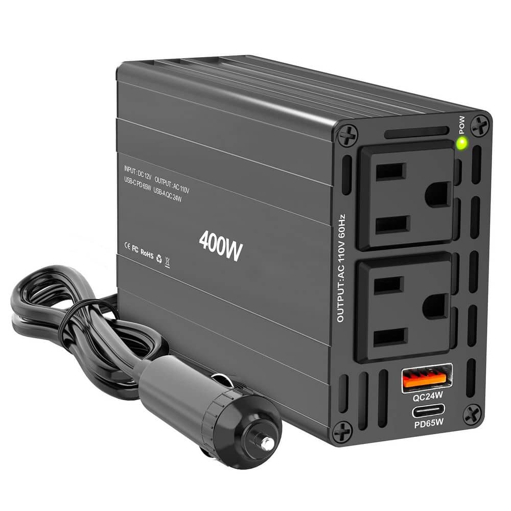 400W Series Car Power Inverter w/Dual AC Outlets 65W USB C and 24W QC Ports 12V to 110V Adapter for Vehicles and Laptops price history on PriceWatchPro