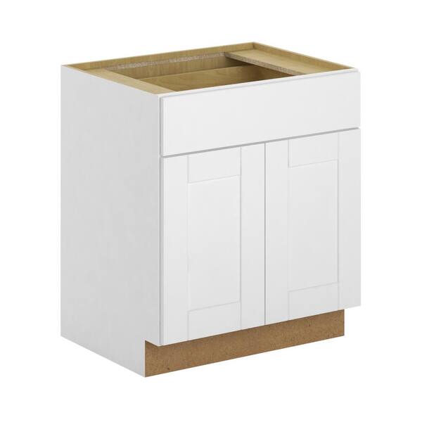 Hampton Bay Princeton Shaker Assembled 27x34.5x24 in. Base Cabinet with Soft Close Drawer in Warm White