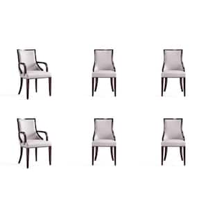 Grand Light Grey Faux Leather Dining Arm Chairs (Set of 6)