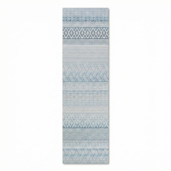 Cape Gables Surf 2 ft. x 12 ft Casual Flatwoven Geometric Polypropylene Runner Indoor/Outdoor Area Rug