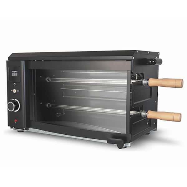 21 in. Electric Indoor Grill for Pan-frying and Grilling, w/ Auto-Rotating Skewers, Timer, Adjustable Temperature, Black