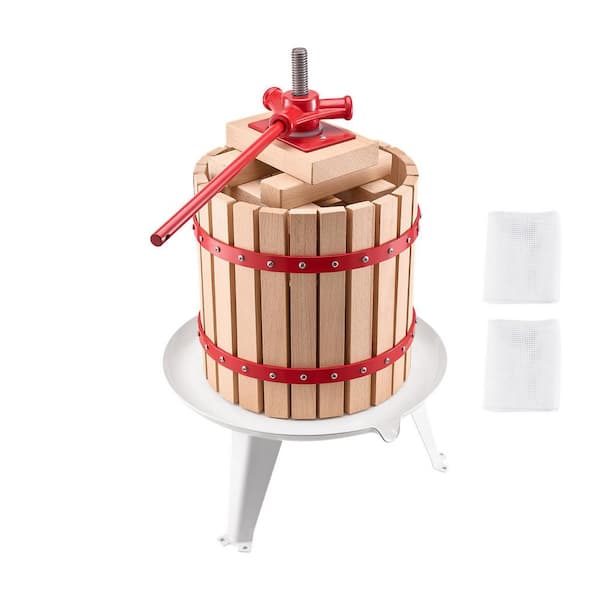 3.2 Gal./12L Fruit Wine Press, Solid Wood Basket with 8 Blocks, Heavy-Duty Manual Juice Press for Apples Grapes Berries