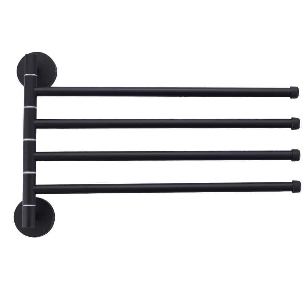13.2 in. Wall Mounted 4-Arm Swivel Towel Bar Stainless Steel Bathroom Towel Rack Holder in Matte Black price history on PriceWatchPro
