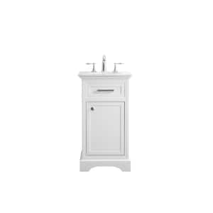 Simply Living 19 in. W x 19 in. D x 35 in. H Bath Vanity in White with Carrara White Marble Top