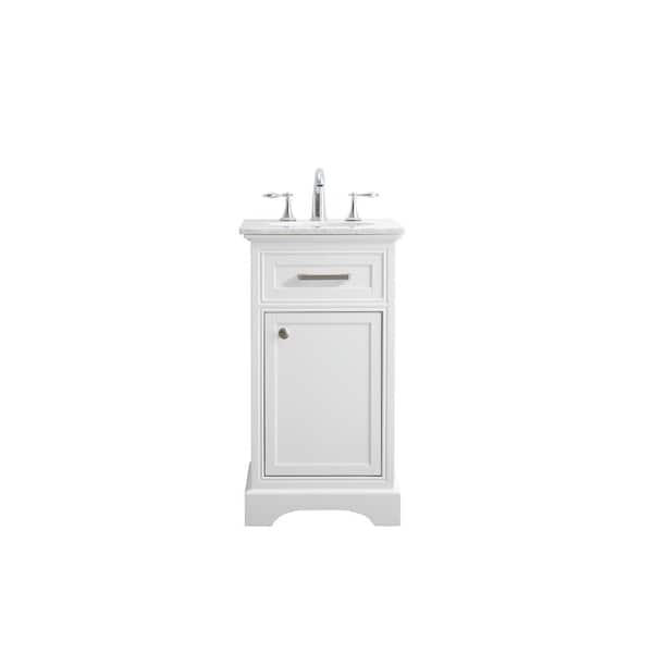Unbranded Simply Living 19 in. W x 19 in. D x 35 in. H Bath Vanity in White with Carrara White Marble Top