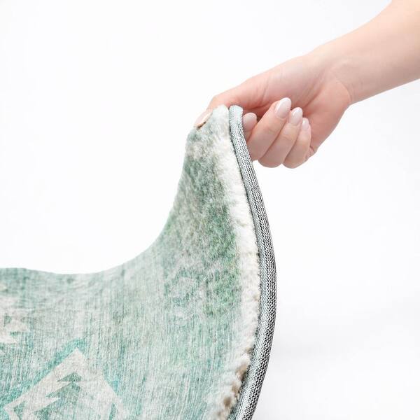 Dream Shag Premium Machine Washable Abstract ADS837 Aqua 5 ft. x 7 ft. 6 in. Area Rug