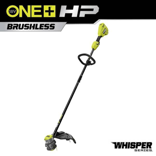 RYOBI ONE HP 18V Brushless Whisper Series 15 in. Cordless Battery String Trimmer Tool Only P20019BTL The Home Depot