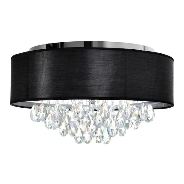 CWI Lighting Dash 4 Light Drum Shade Flush Mount With Chrome Finish