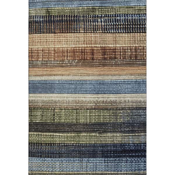 Mayfield Premium Machine Washable Abstract AMF1873 Blue 5 ft. x 7 ft. 6 in. Area Rug