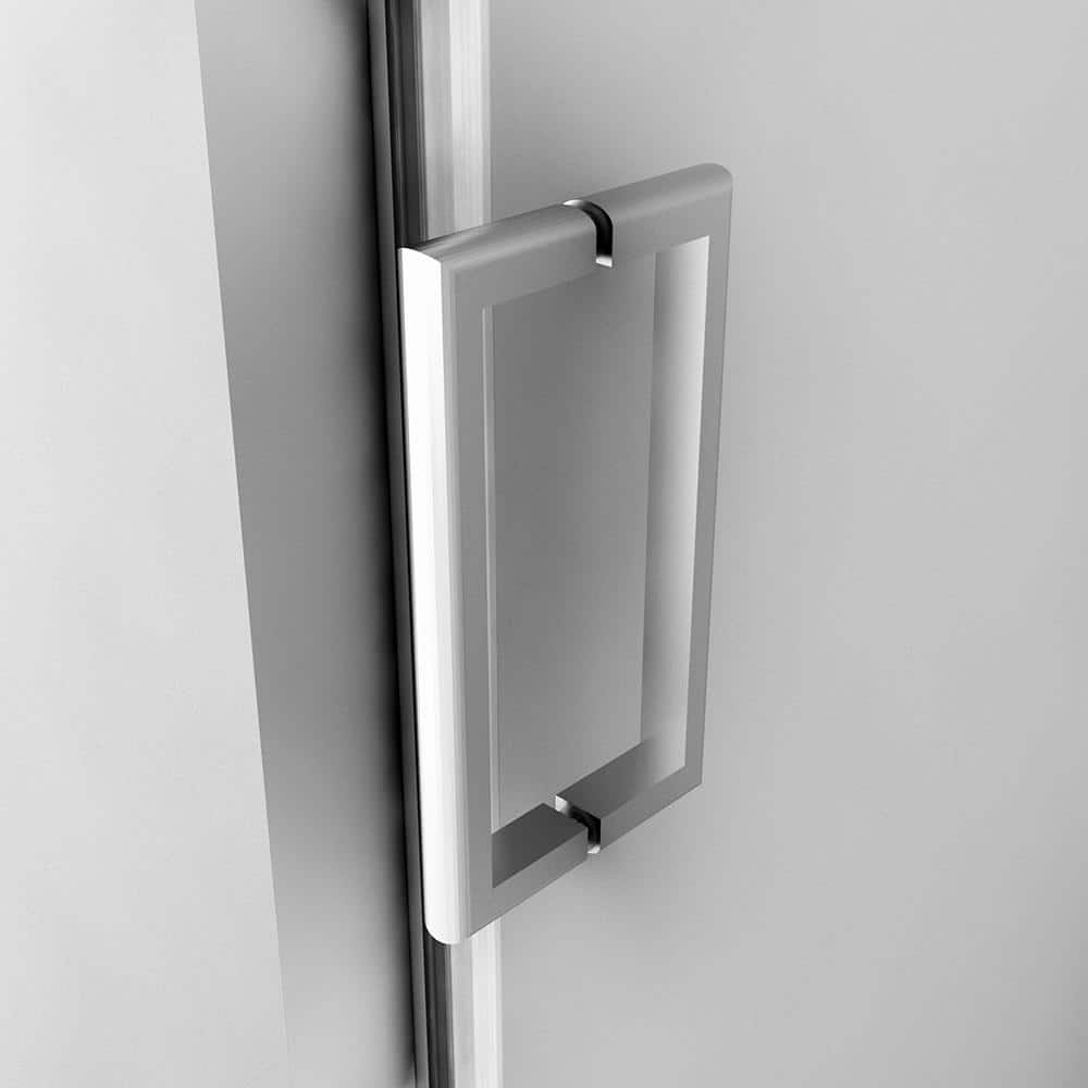 60" Silver Frameless Sliding Shower Door with Clear Glass