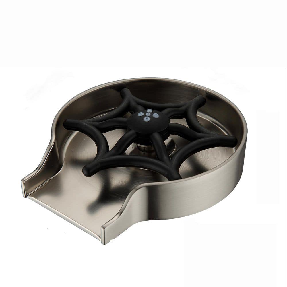 Brushed Nickel Kitchen Sink Glass Rinser with Zinc Alloy Tray