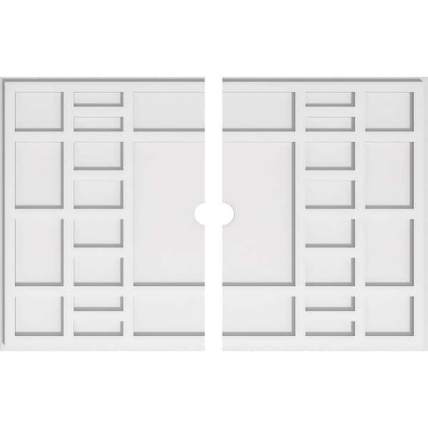 Ekena Millwork 36 in. W x 24 in. H x 2 in. ID x 1 in. P Beaux Architectural Grade PVC Contemporary Ceiling Medallion (2-Piece)