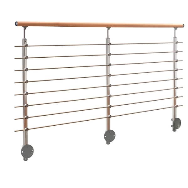 Dolle Prova 36 in. H x 79 in. W Brushed Silver Aluminum Tube Infill Side Mount Stair Railing Kit
