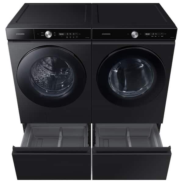  SAMSUNG 27-Inch Bespoke Front Load Washer Dryer Pedestal Stand  w/ Pull Out Laundry Storage Drawer, WE502NV, Brushed Black : Home & Kitchen