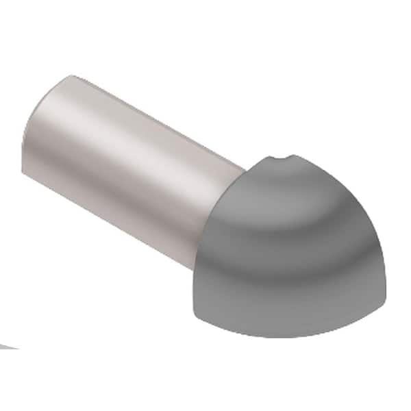 Schluter Rondec Metallic Grey 1/2 in. x 1 in. Color-Coated Aluminum Tile Edging Trim 90-Degree Outside Corner