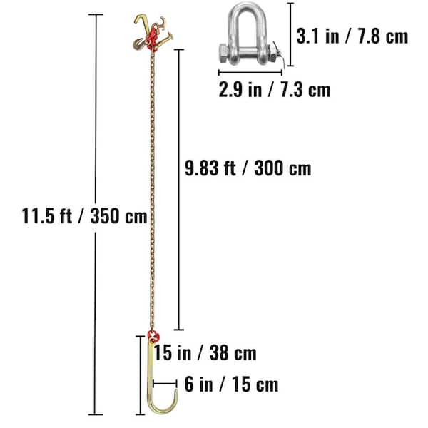 Towing Rope Tow Straps Chain Tow J Hooks and Grab Hooks - Obstacles Car  Trailer Hook J Type Hanging Chain Double Hook 4T, 5T Brake Rope Trolley  Rope