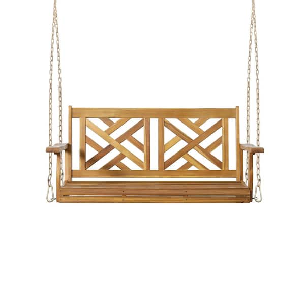 Unbranded 49.25 in. Seats 2-People Wood Patio Swing Porch Swing