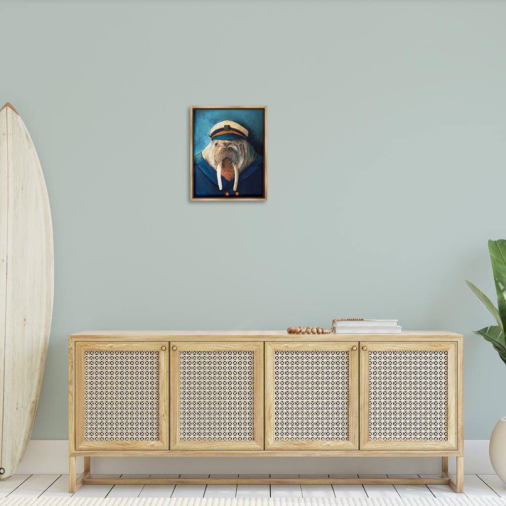 Sailor Captain Walrus by Kamdon Kreations Brown Floater Frame Animal Graphic Art Print 21 in. x 17 in. price history on PriceWatchPro
