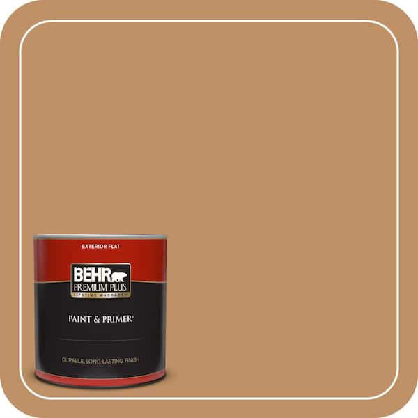 BEHR PREMIUM PLUS 1 qt. Home Decorators Collection. #HDC-CL-15 Burnished Caramel Flat Exterior Paint & Primer