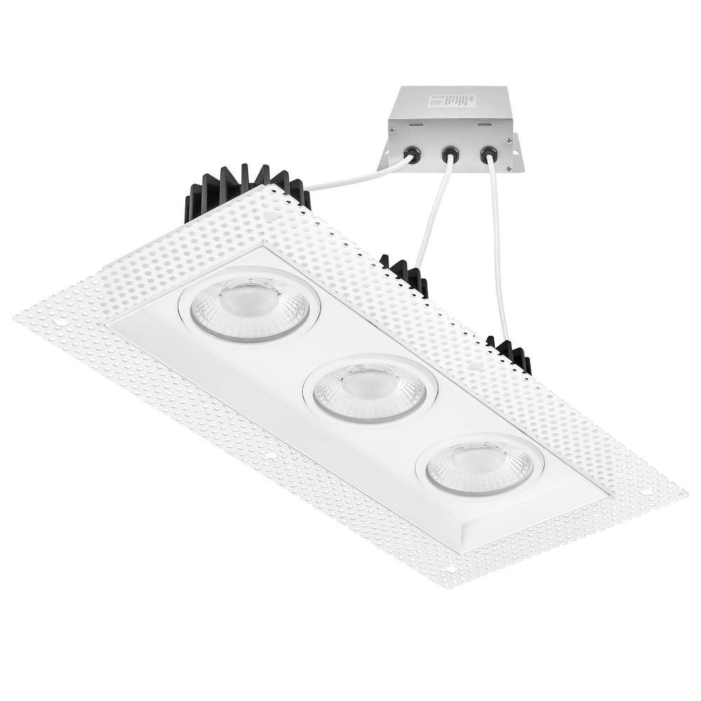White Aluminum 3-Head LED Recessed Downlight