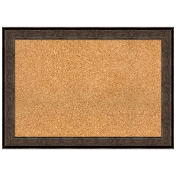 Amanti Art Ridge Bronze 41.62 in. x 29.62 in. Framed Corkboard Memo Board