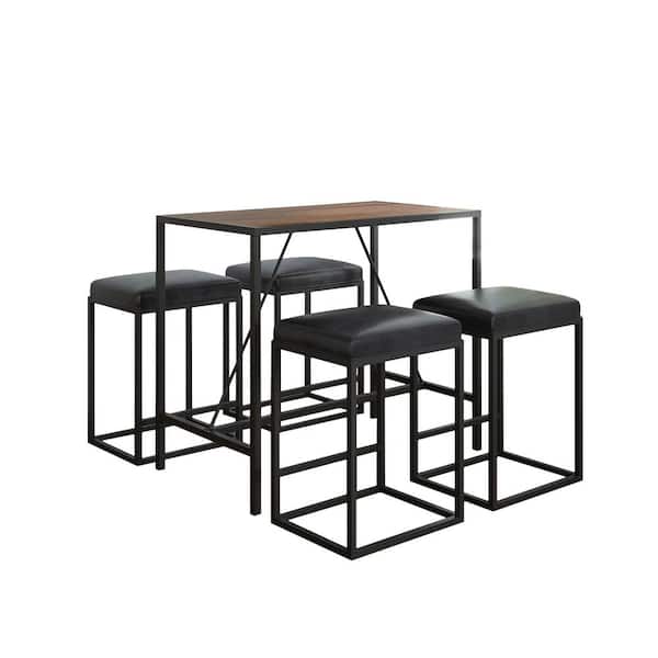 Vifah Riley 5-Piece Rectangular Wood Top Black Dining Set