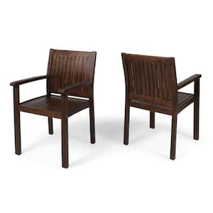 Brendan Dark Brown Stationary Wood Outdoor Dining Chair (2-Pack)