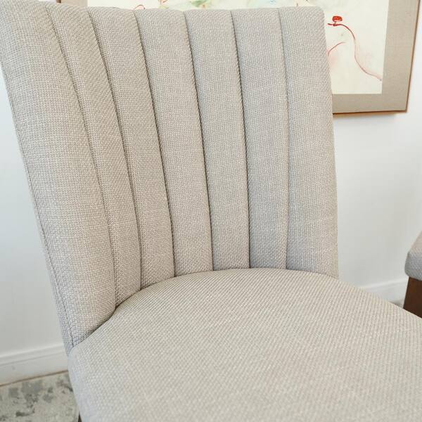 Ashcroft Furniture Co Elle Ivory Mocha Fabric Side Chair Set of 2 