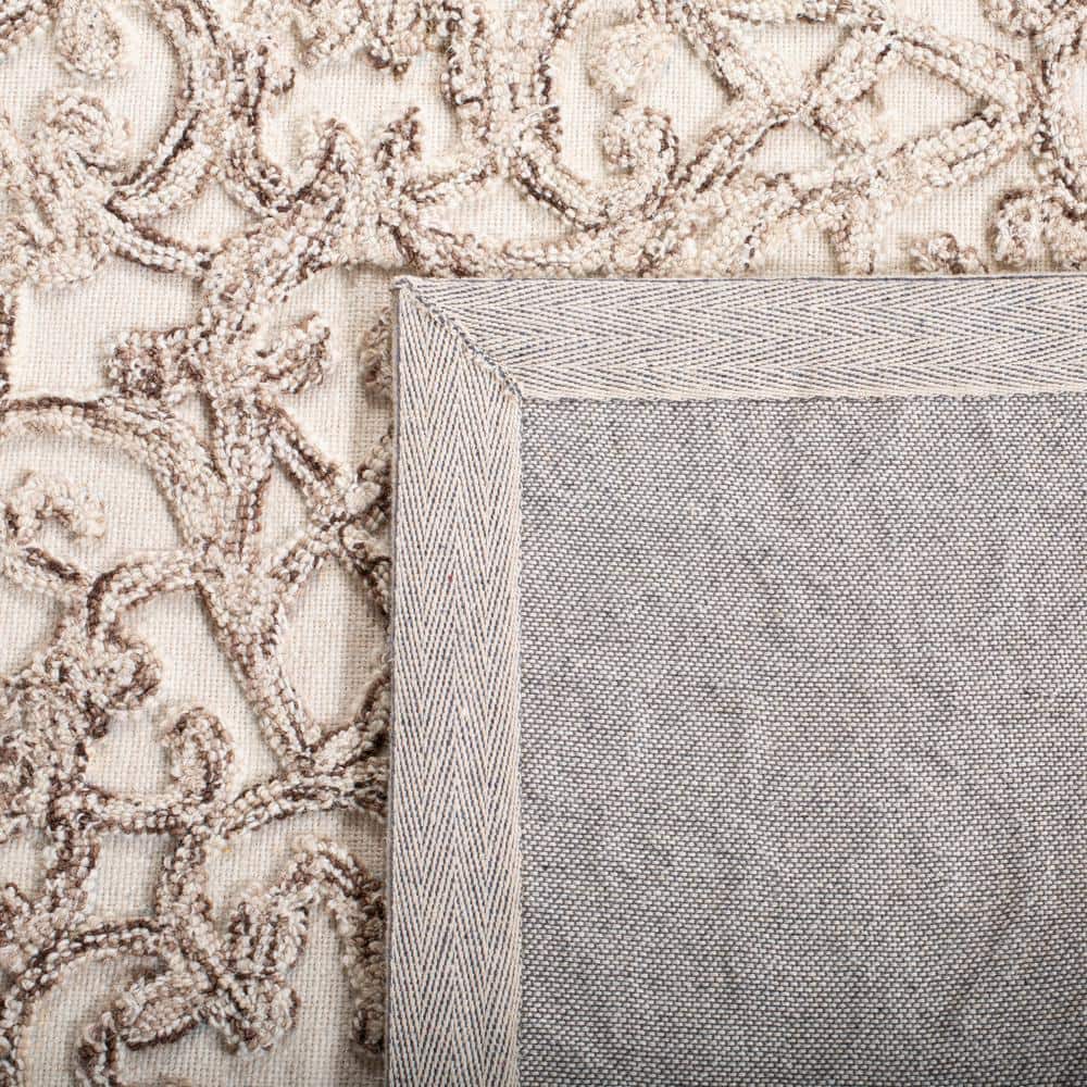 Brown and Ivory Hand-Tufted Wool Area Rug, 8' x 10'