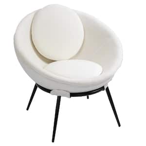 Mid Century White Upholstered Cup Chair