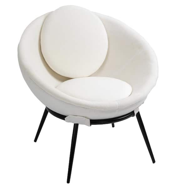 Storied Home Mid Century White Upholstered Cup Chair