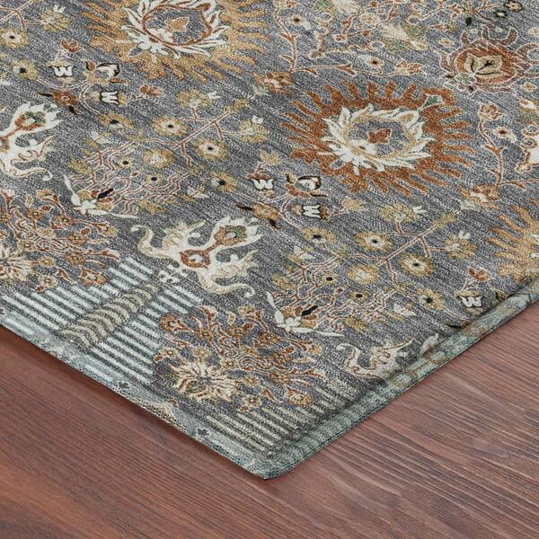 Mayfield Premium Machine Washable Abstract AMF2251 Gray 9 ft. x 12 ft. Area Rug