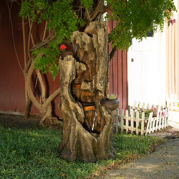 52 in. Tall Indoor/Outdoor Waterfall Willow Tree Fountain with LED Lights
