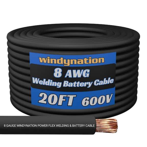 WindyNation 8-Gauge 20 ft. Black Welding Cable