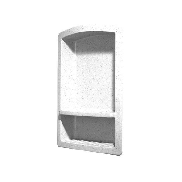 Swan Recessed Wall-Mount Solid Surface Soap Dish and Accessory Shelf in Arctic Granite