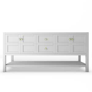 Alicia 71.25 in. W x 21.75 in. D x 32.75 in. H Bath Vanity Cabinet without Top in Matte White with Gold Knobs