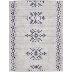 57 Grand Machine Washable Ivory/Charcoal 8 ft. x 10 ft. Center medallion Contemporary Area Rug