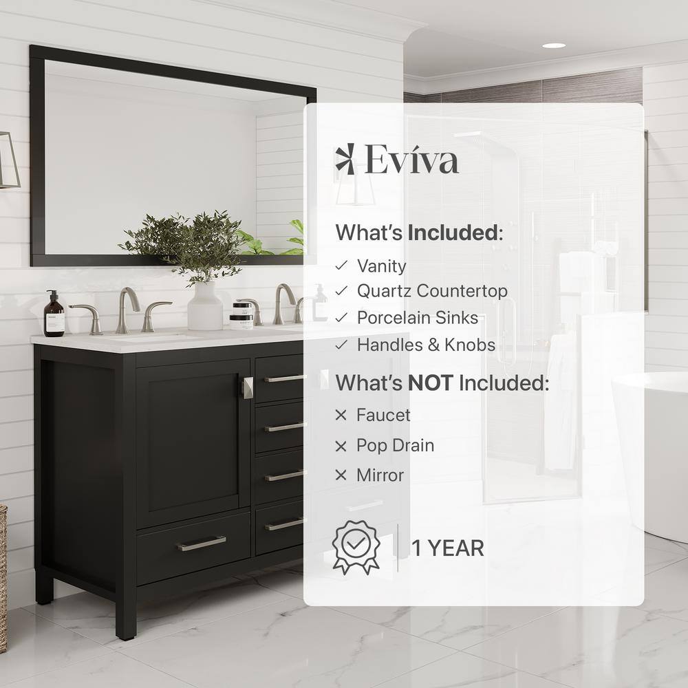 Espresso Solid Wood Double Sink Bathroom Vanity with Carrara Quartz Top