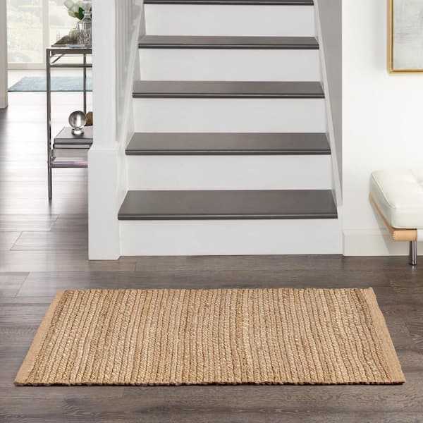 Natural Jute Natural doormat 2 ft. x 3 ft. Solid Contemporary Kitchen Area Rug