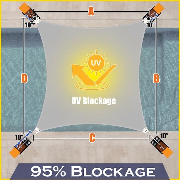 Royal Shade Sonnensegel Dreieckig – 20' X 20' X 28,3', Aus HDPE-Netzstoff, UV-Schutz Bis 95%, Sandbeige