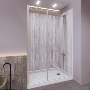 Driftwood-Salishan 48 in. x 36 in. x 83 in. Base/Wall/Door Rectangular Alcove Shower Stall/Kit Chrome Center